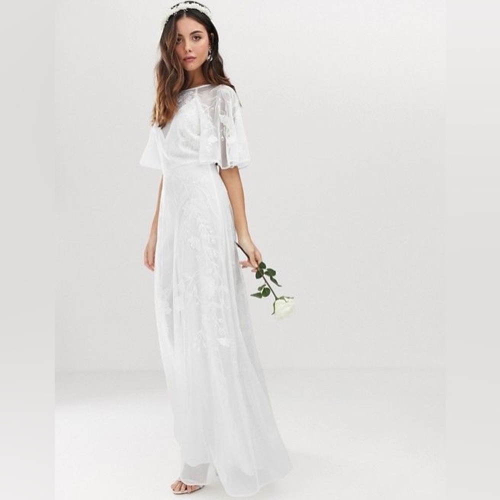 ASOS flutter sleeve wedding dress size 4